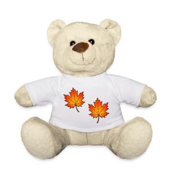 Autumnal Maple Leaves Illustration - Teddy Bear - white - Front