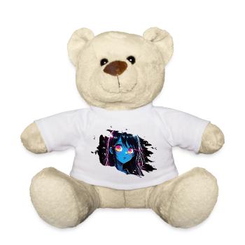 Fille d’anime au néon aux yeux brillants - Nounours - blanc - Devant