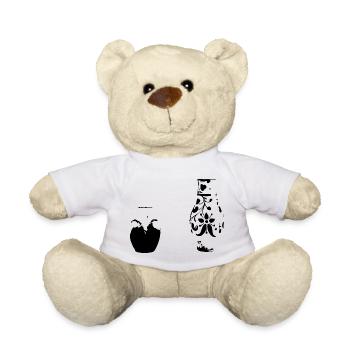 Keramik Topf Duo – Minimalistische Illustration - Teddy - Weiß - Vorne