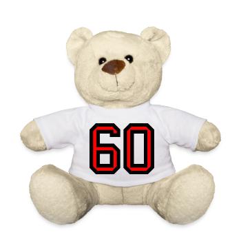 60. 60 ANS. 60e ANNIVERSAIRE. ANNIVERSAIRE 60 ANS. - Nounours - blanc - Devant