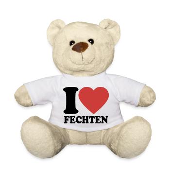  I Love Fechten - Herz - Fechter - Teddy - Weiß - Vorne
