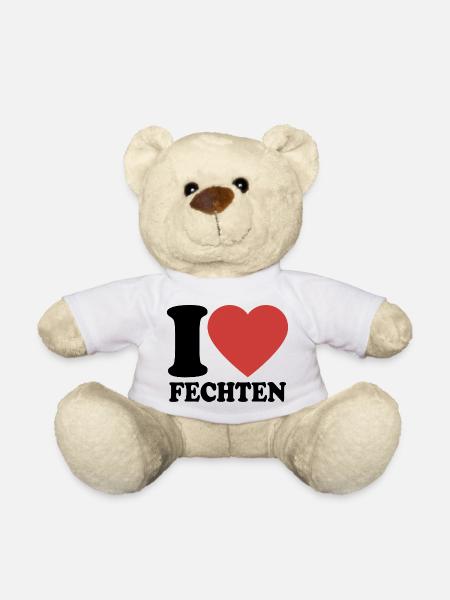  I Love Fechten - Herz - Fechter - Teddy - Weiß
