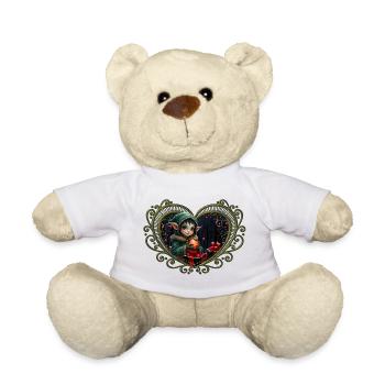 Christmas elf in ornate heart - Teddy Bear - white - Front