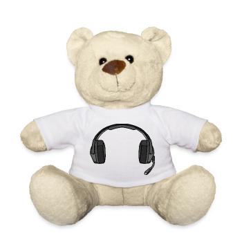 Headphones with mic - Teddy Bear - white - Front