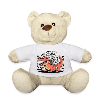 Skelettreiter auf rotem Krokodil - Teddy - Weiß - Vorne