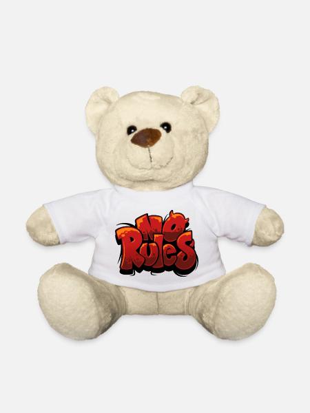 No rules Graffiti Urban Red - Teddy Bear - white