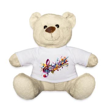 Farbige Noten mit Notenschlüssel - Teddy - Weiß - Vorne