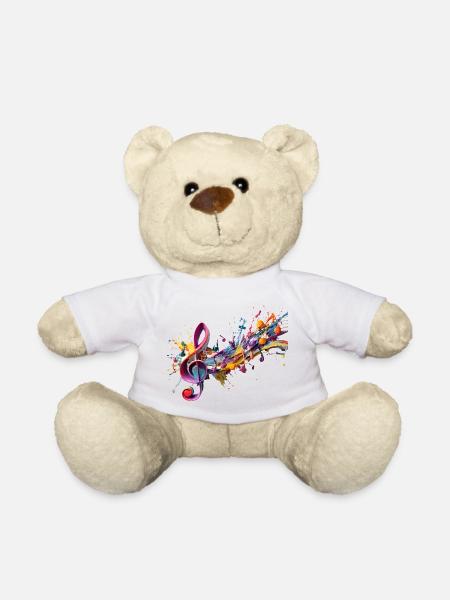 Farbige Noten mit Notenschlüssel - Teddy - Weiß