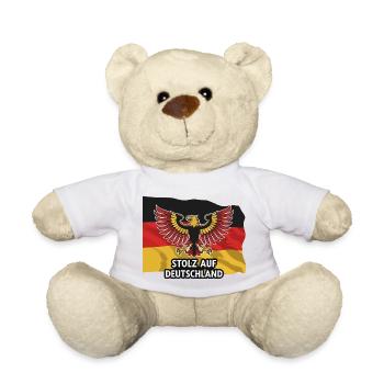 Stolz auf Deutschland mit Flagge - Teddy - Weiß - Vorne