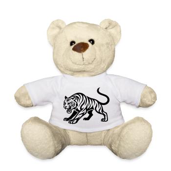 Dunkler Tiger Silhouette - Teddy - Weiß - Vorne
