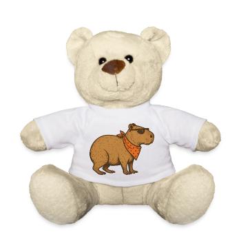Cooles Capybara mit Sonnenbrille und orangefarbenem Bandana - Teddy - Weiß - Vorne