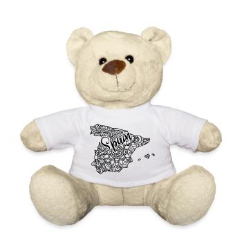 Carte Espagne Mandala Floral - Voyage Cadeau - Nounours - blanc - Devant