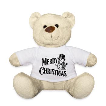 Vintage Schneemann – Merry Christmas - Teddy - Weiß - Vorne