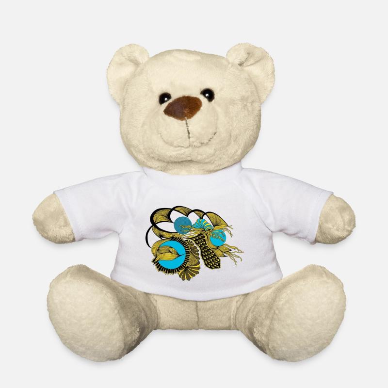 Goldene Koi mit Blaue Kreise - Teddy - Weiß