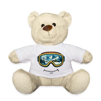 Ski Skiing Ski Holiday Ski Goggles with Grin - Teddy Bear - white - Front