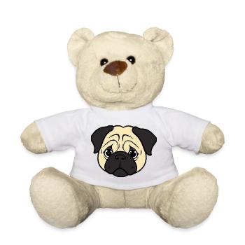 Mops Hunde T-shirt Geschenk Weihnachten - Teddy - Weiß - Vorne