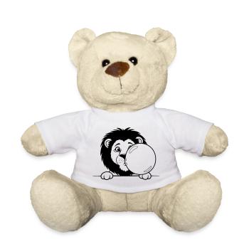 Löwe mit Kaugummiblase – Lustiges Tierdesign - Teddy - Weiß - Vorne