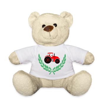 Roter Traktor im Lorbeerkranz - Teddy - Weiß - Vorne