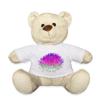 Neon-Blume– Pop-Art Design - Teddy - Weiß - Vorne