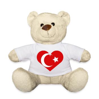 Drapeau turc en forme de cœur - Nounours - blanc - Devant