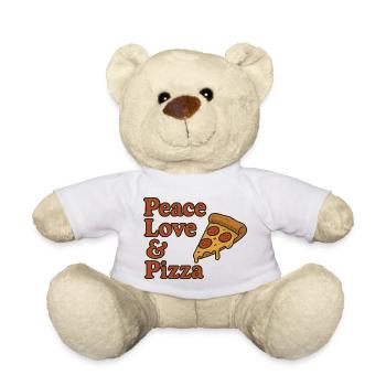 Peace Love Pizza Graphic Tee - Teddy - Weiß - Vorne