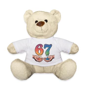 67 - T-shirt Funny Six Seven - Nounours - blanc - Devant