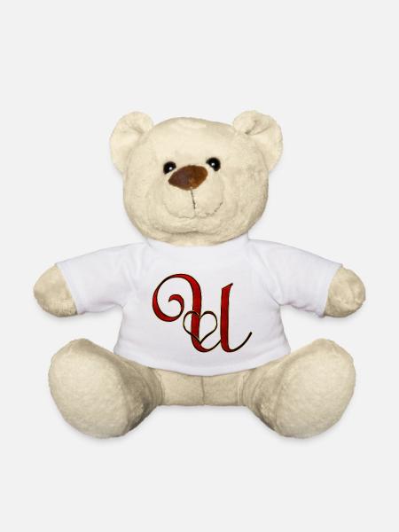 God Heart Gold Lettering Ornament - Teddy Bear - white
