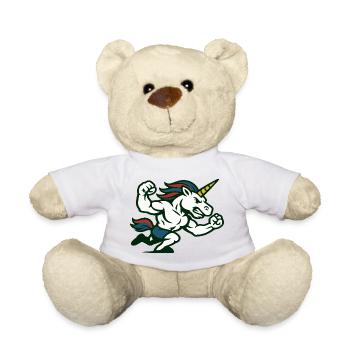 Power Unicorn Running Strong Fantasy Illustration - Teddy Bear - white - Front