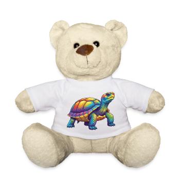 Bunte Turtle Rainbow Pop Art Aquarell - Teddy - Weiß - Vorne