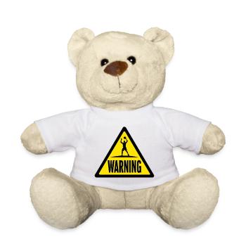 Warning Basketball Sportsman Warning Sign - Teddy Bear - white - Front