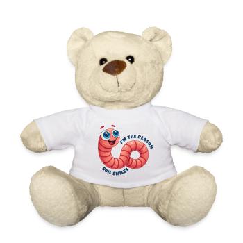 Cheerful Earthworm - Teddy Bear - white - Front