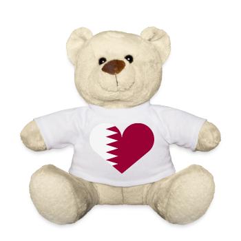Drapeau du cœur du Qatar - Nounours - blanc - Devant