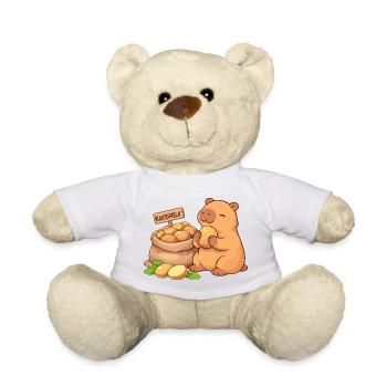 Capybara with potatoes – relaxed & cute - Teddy Bear - white - Front