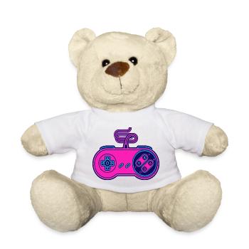 Retro pink neon controller - Teddy Bear - white - Front