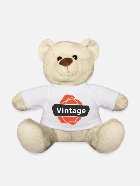 Vintage Art Old School Retro - Teddy Bear - white