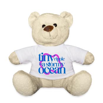 Une petite ondulation dans un océan orageux (fond rose) - Nounours - blanc - Devant