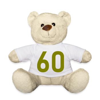 60. 60 ANS. 60e ANNIVERSAIRE. ANNIVERSAIRE 60 ANS. - Nounours - blanc - Devant