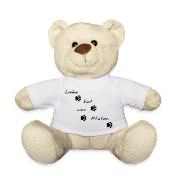 Liebe hat vier Pfoten Schriftmotiv - Teddy - Weiß - Vorne