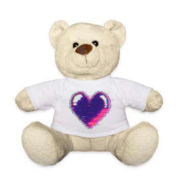 Glitchherz Neon Pixel Liebe Nerd - Teddy - Weiß - Vorne