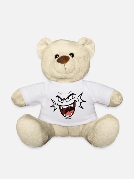 Funny vampire face laughing pattern comic - Teddy Bear - white