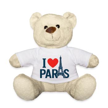 Ich liebe Paris und den Eiffelturm - Teddy - Weiß - Vorne