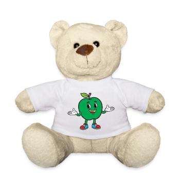 Grünes Apfel-Maskottchen in Turnschuhen - Teddy - Weiß - Vorne