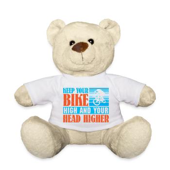 Mountain Bike Mountain Bike Saying MTB Downhill - Teddy Bear - white - Front