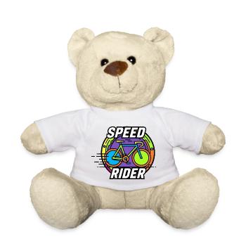 Motif vélo de route Speed Rider Couleurs néon - Nounours - blanc - Devant