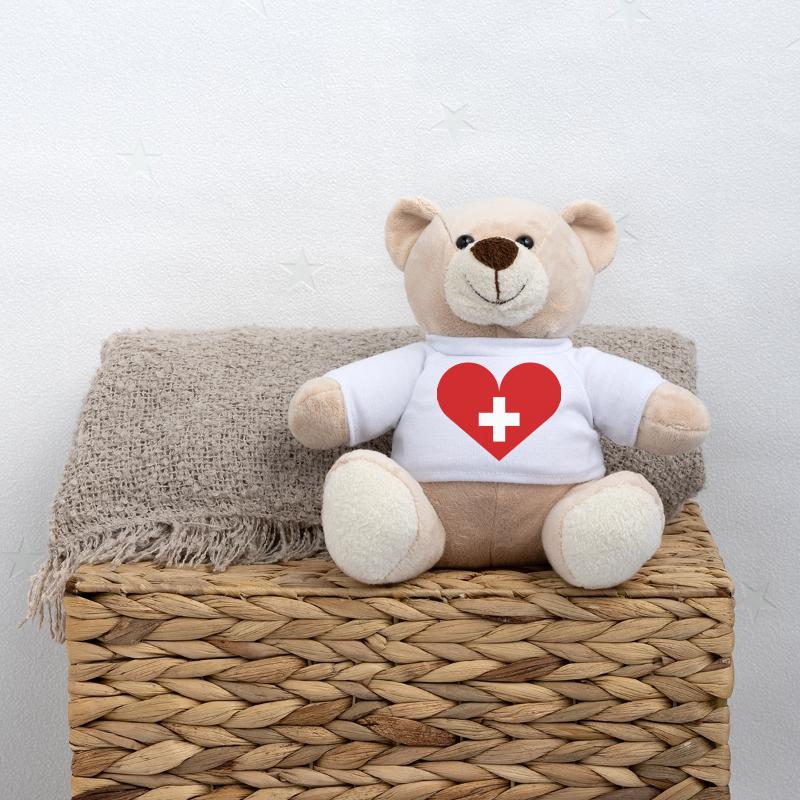 Drapeau suisse avec cœur Nounours