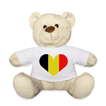 Belgian heart-shaped flag - Teddy Bear - white - Front