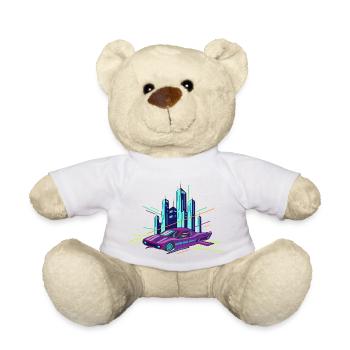 Neon Cruiser over Skyline - Teddy Bear - white - Front