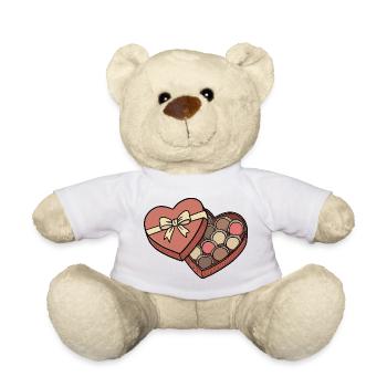 Romantische herzförmige Schokoladenschachtel Valentinstag - Teddy - Weiß - Vorne