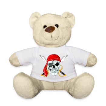 Crâne de pirate avec épées, Jolly Roger Design - Nounours - blanc - Devant
