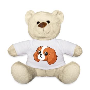 Adorable cartoon rider puppy head - Teddy Bear - white - Front